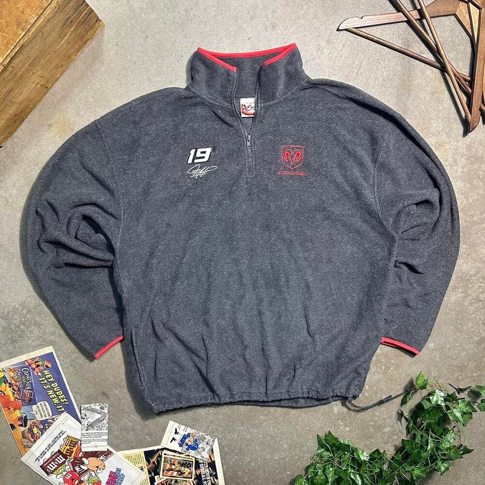 Vintage Y2K Chase Authentics NASCAR Quarter Zip Fleece Sweatshirt Mens XL Racing